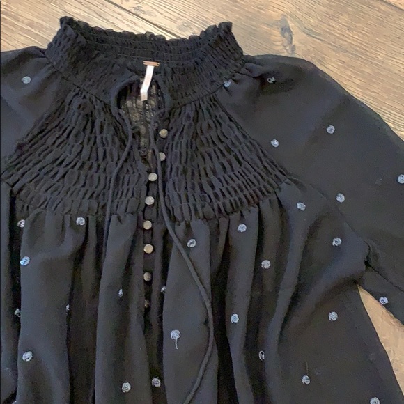 Free People Black Sheer Tunic Top - Picture 2 of 8